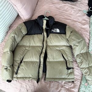 The North Face Sage Green & Black Down Puffer Jacket